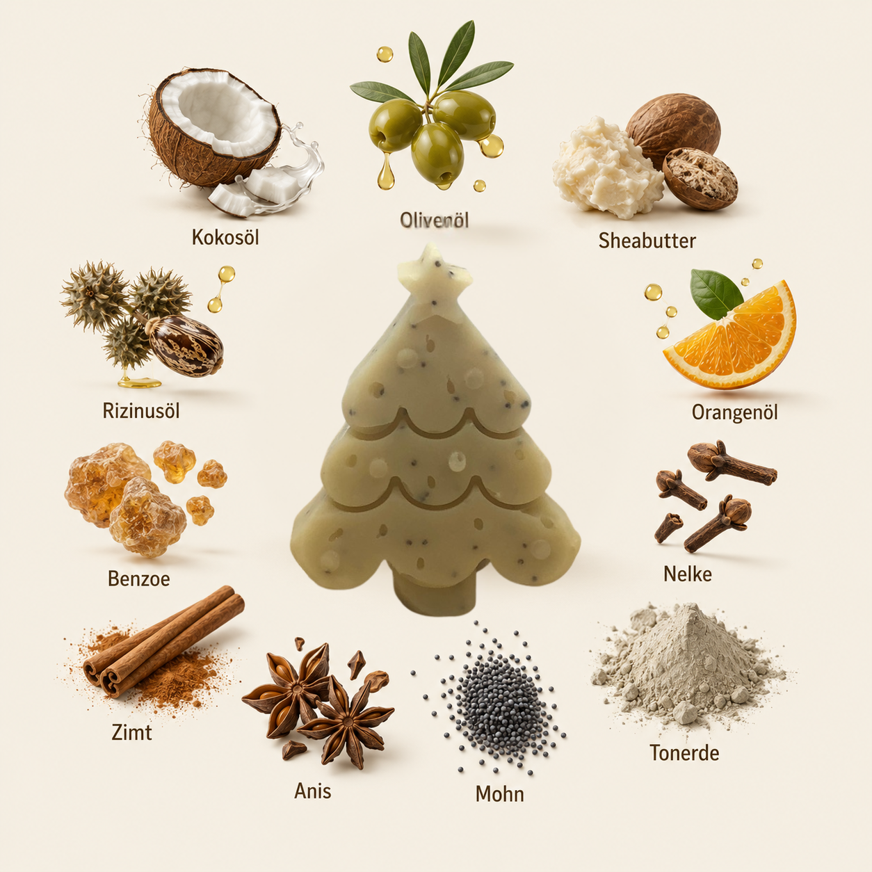 WEIHNACHTSSEIFE ZIMT | NATURSEIFE IN TANNENFORM